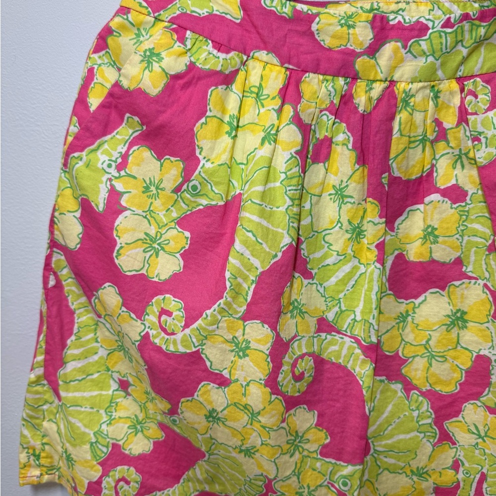 Lilly Pulitzer Whitley Seahorse Skirt with Pockets. Pink/Yellow/Green. Size 2. - Picture 2 of 5